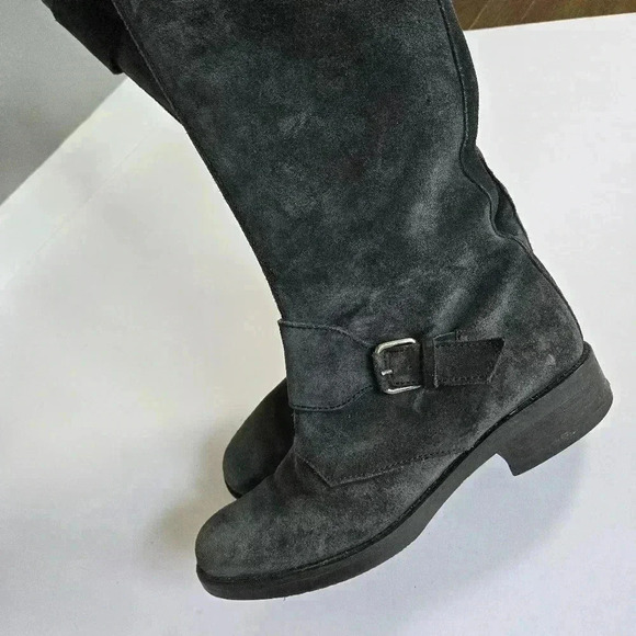 J.Crew Moto Biker Buckle Motorcycle Black Suede Leather Boots size 6 - Picture 14 of 15